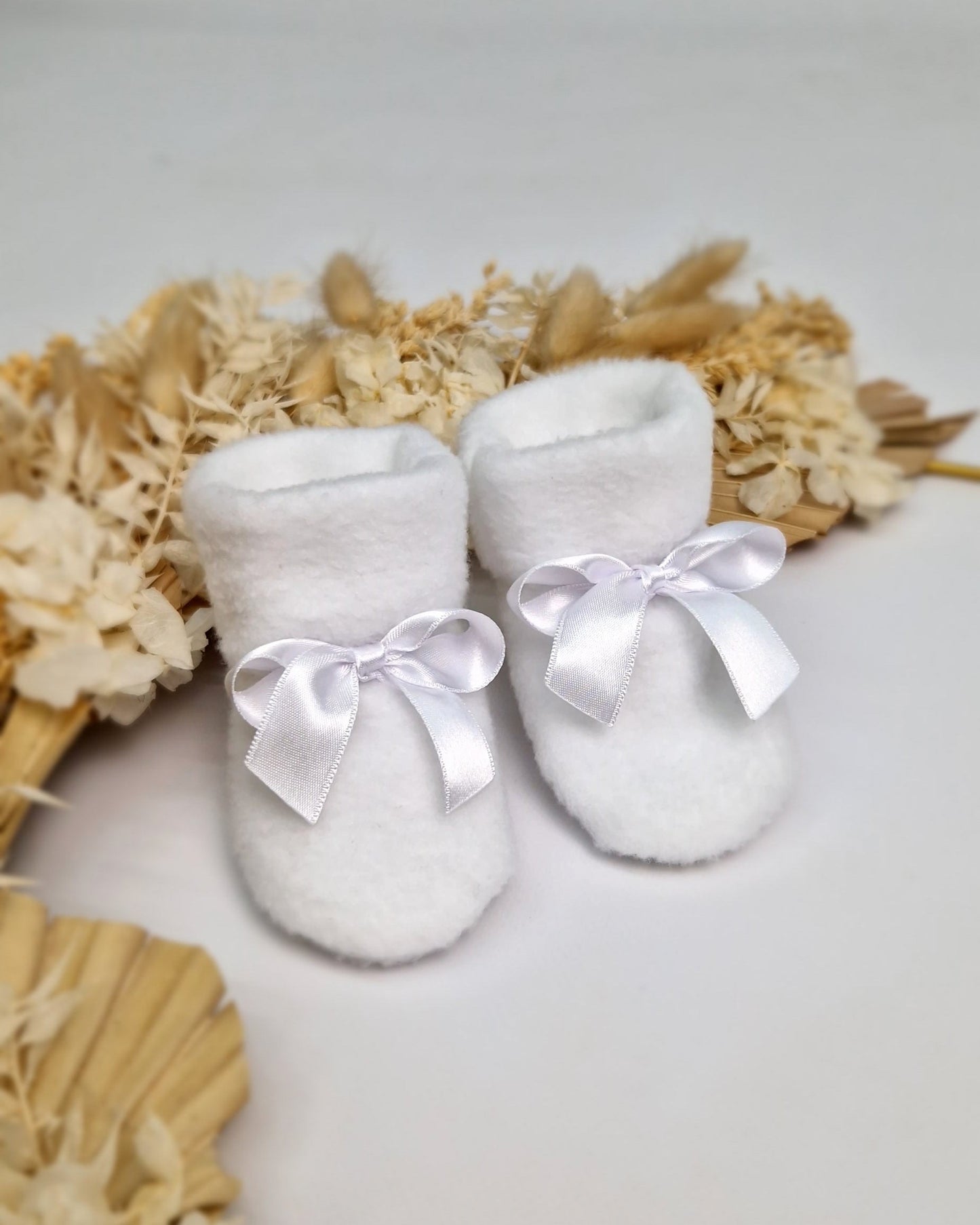 Taufschuhe Winter Baby Junge Mädchen, Taufstiefel aus Fleece, Schuhe für Taufe weiss warm