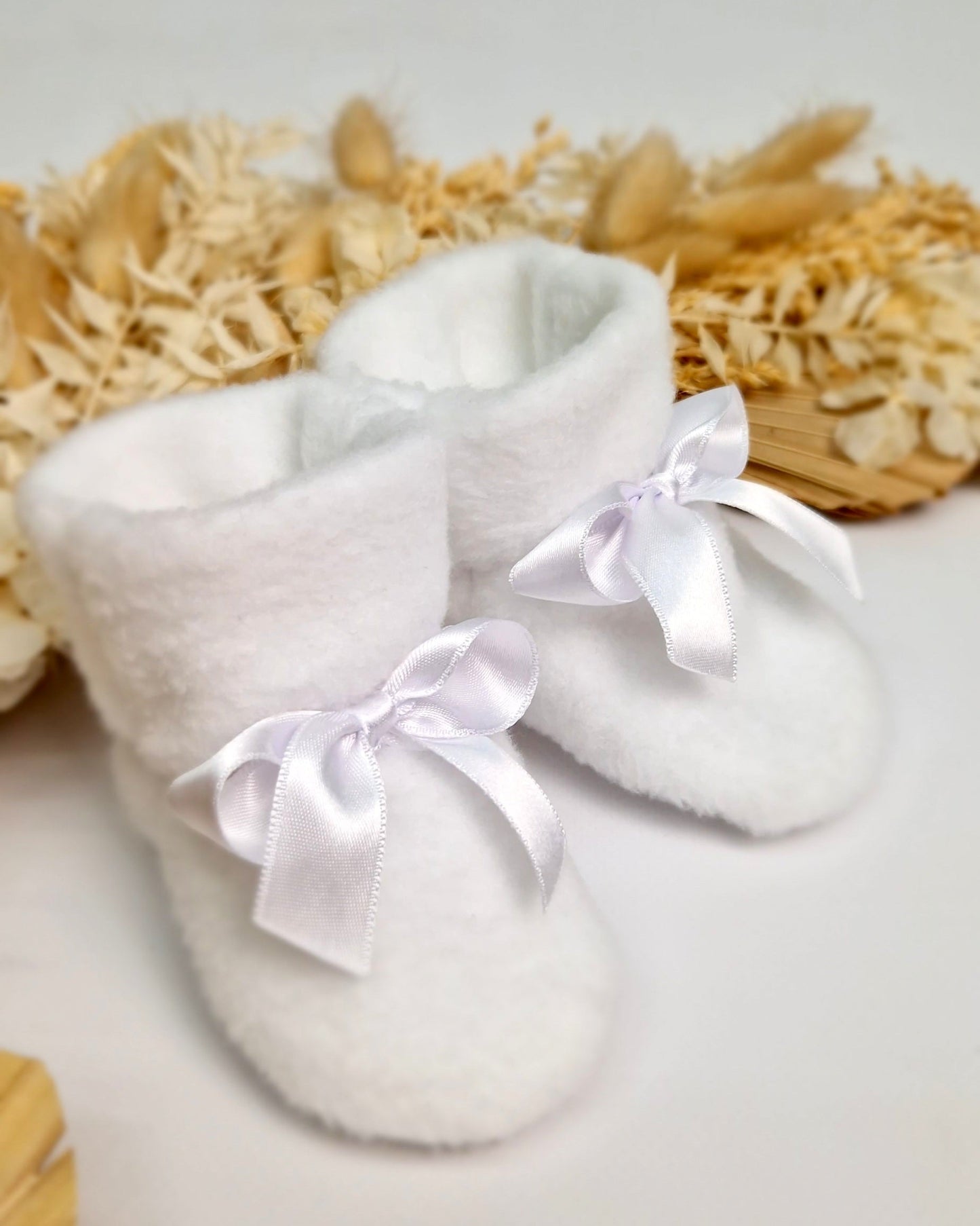 Taufschuhe Winter Baby Junge Mädchen, Taufstiefel aus Fleece, Schuhe für Taufe weiss warm