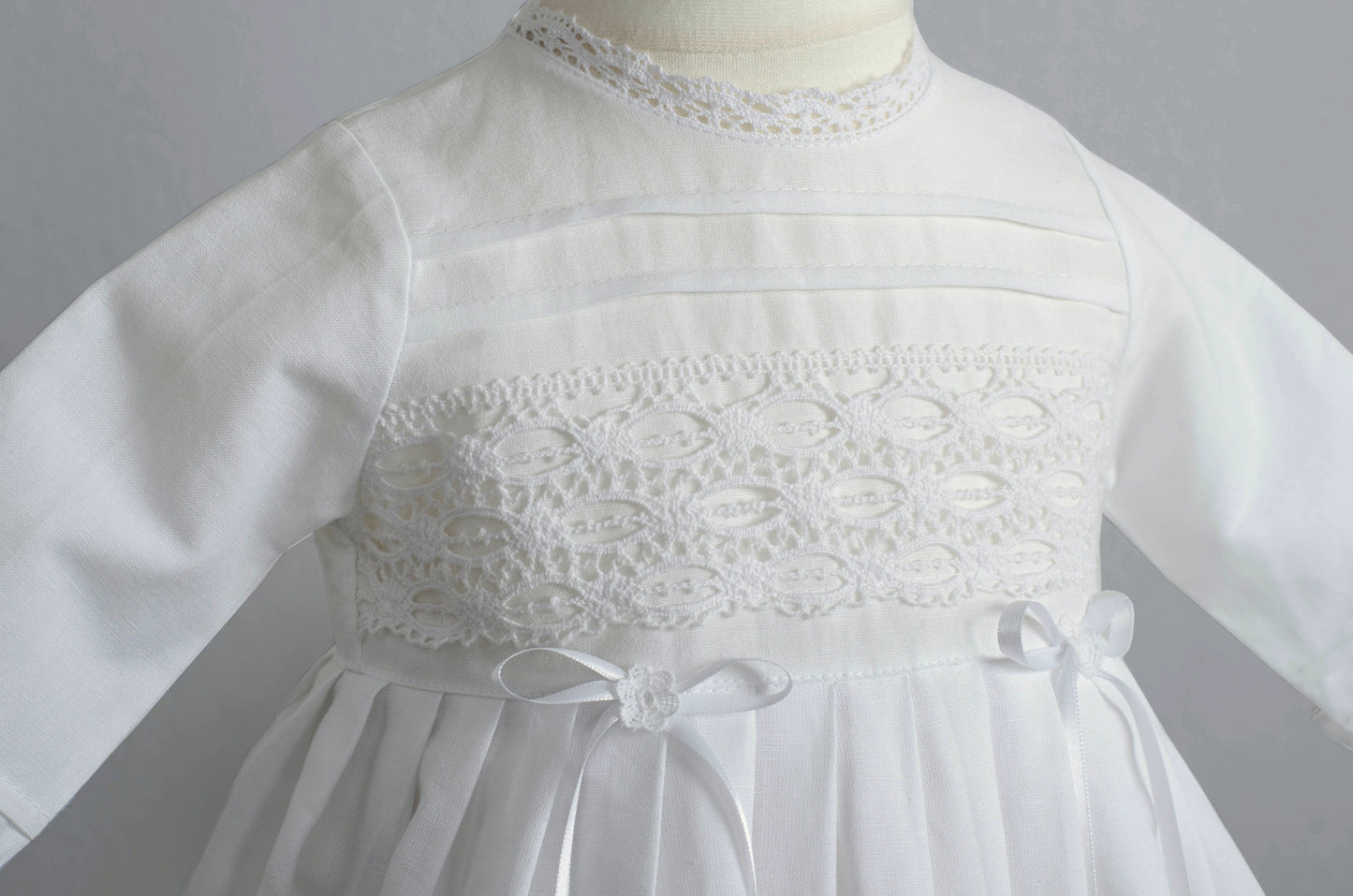 ROMA Taufkleid mit Mütze aus Leinen, für Jungen und Mädchen, Familientaufkleid