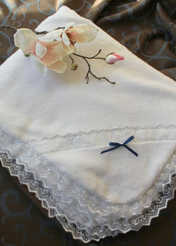 Taufdecke für Baby, Jungen, Mädchen, Kuscheldecke weiss, Taufe Decke, Fleece/Flausch