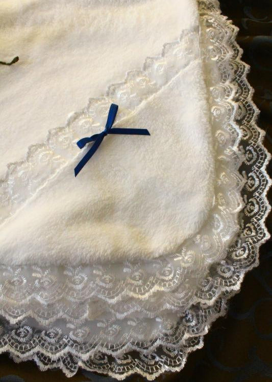 Taufdecke für Baby, Jungen, Mädchen, Kuscheldecke weiss, Taufe Decke, Fleece/Flausch