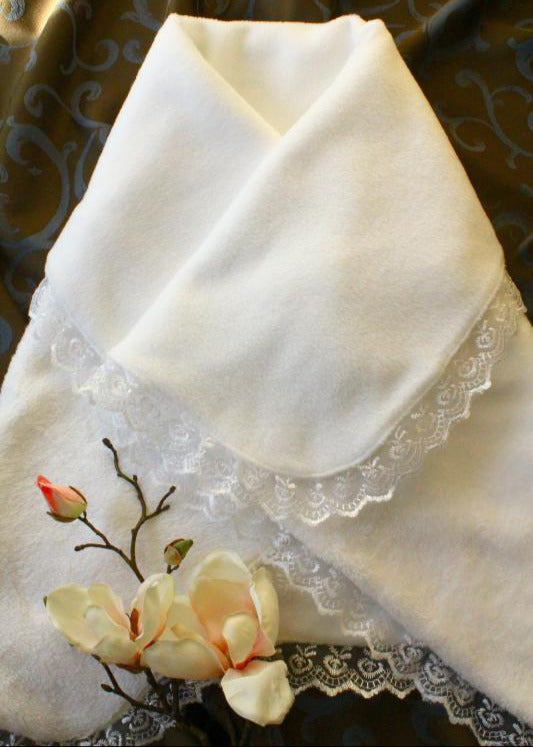 Taufdecke für Baby, Jungen, Mädchen, Kuscheldecke weiss, Taufe Decke, Fleece/Flausch