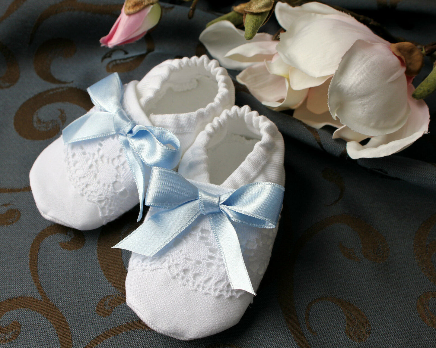 Taufschuhe Baby Junge Mädchen, maßgeschneidert, Baumwolle, Schuhe für Taufe weiss