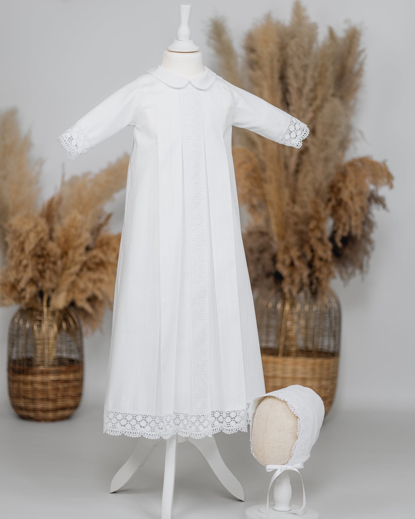 PAULA Taufkleid mit Mütze, Baumwolle, für Jungen und Mädchen im Ministrantenkleid-Design