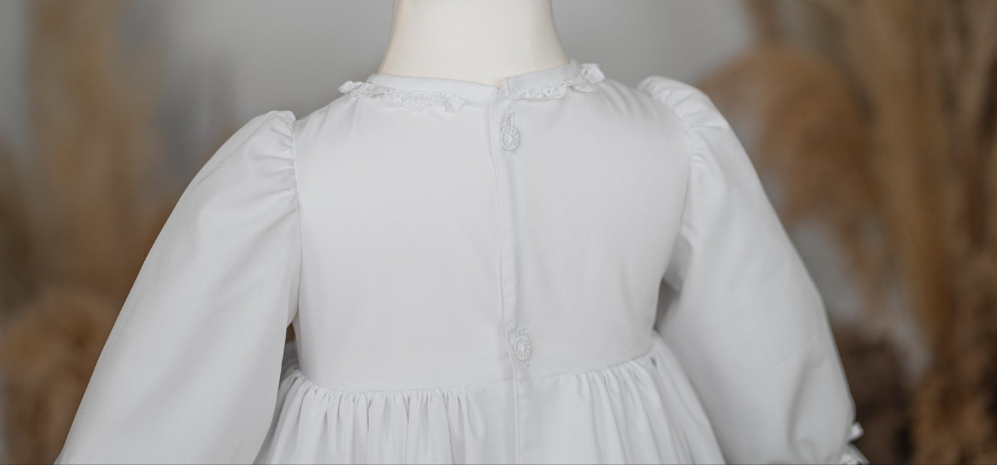 ELINA Taufkleid mit Mütze für Mädchen und Jungs, Baumwollbatist, vintage