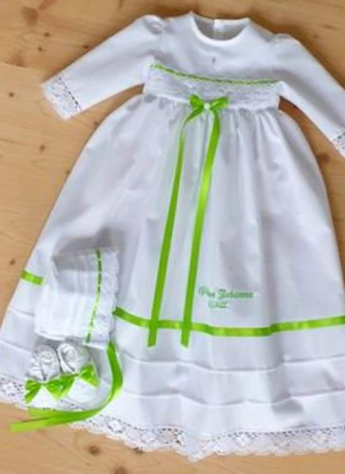 HENRY Taufkleid mit Mütze und Schuhen, für Junge und Mädchen, Baumwolle, Swarovski