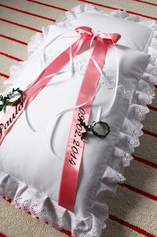 Steckkissen, Taufkissen Baby Junge Mädchen aus Baumwolle, Kissen für Taufe nostalgisch