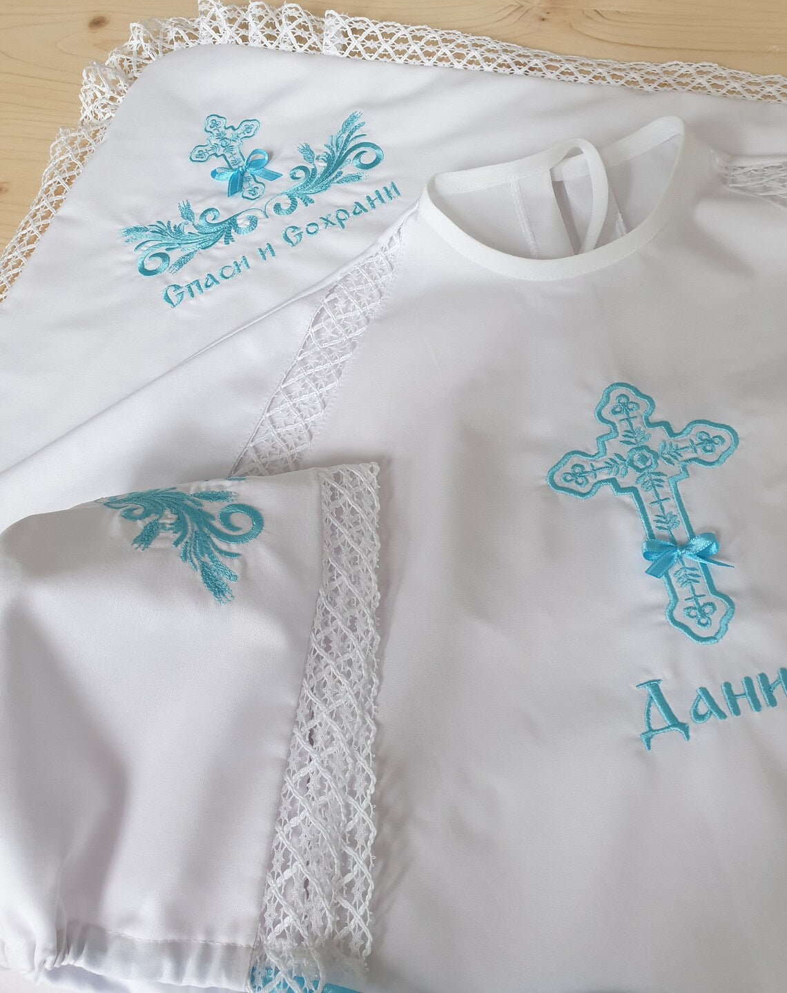 Taufkleid für orthodoxe Taufe, крестильный набор, крестильная рубашка, полотенцe