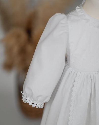 ELINA Taufkleid mit Mütze für Mädchen und Jungs, Baumwollbatist, vintage