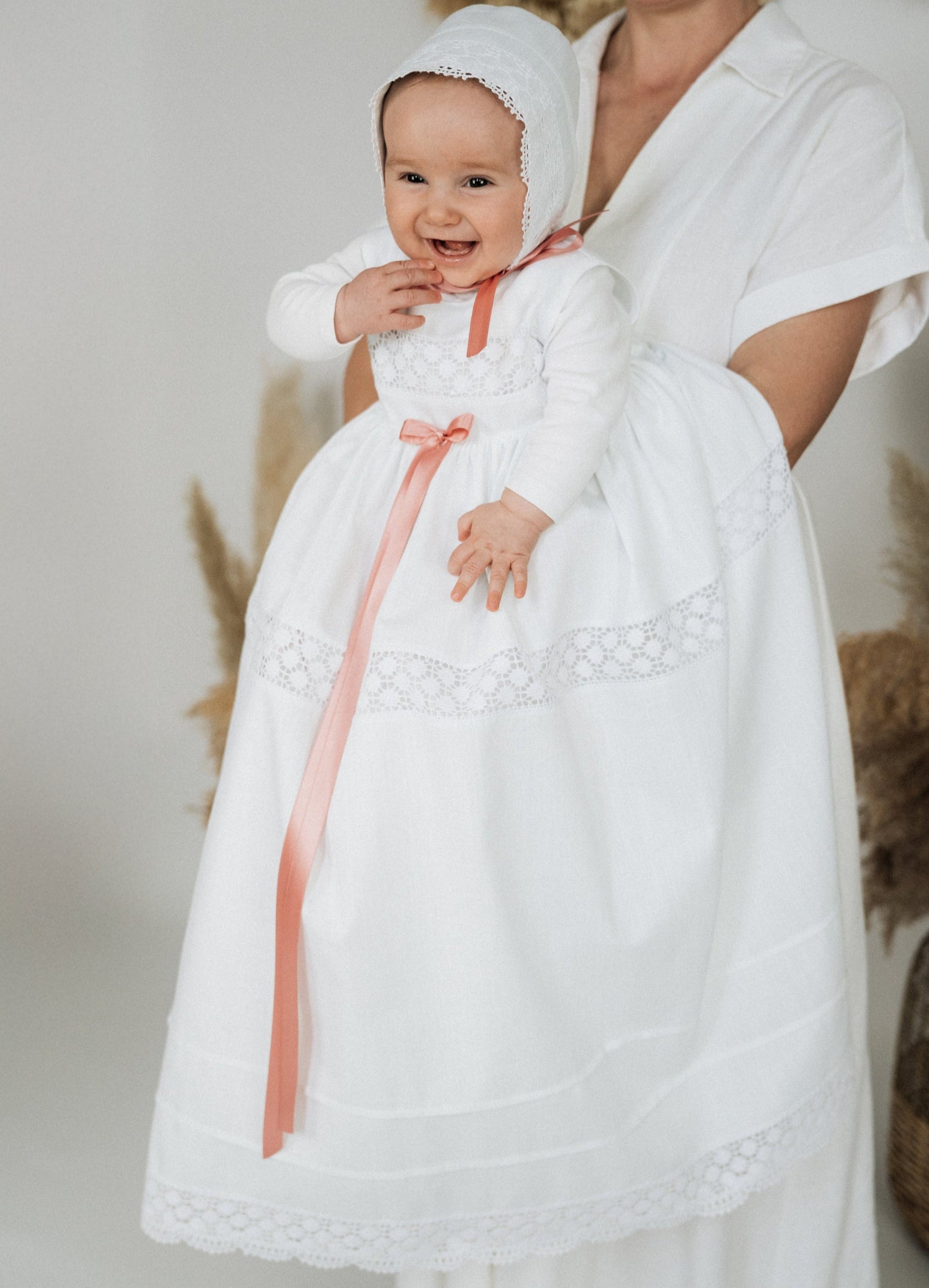 BRUNI Taufkleid mit Mütze für Junge und Mädchen, Baumwolle, Familientaufkleid