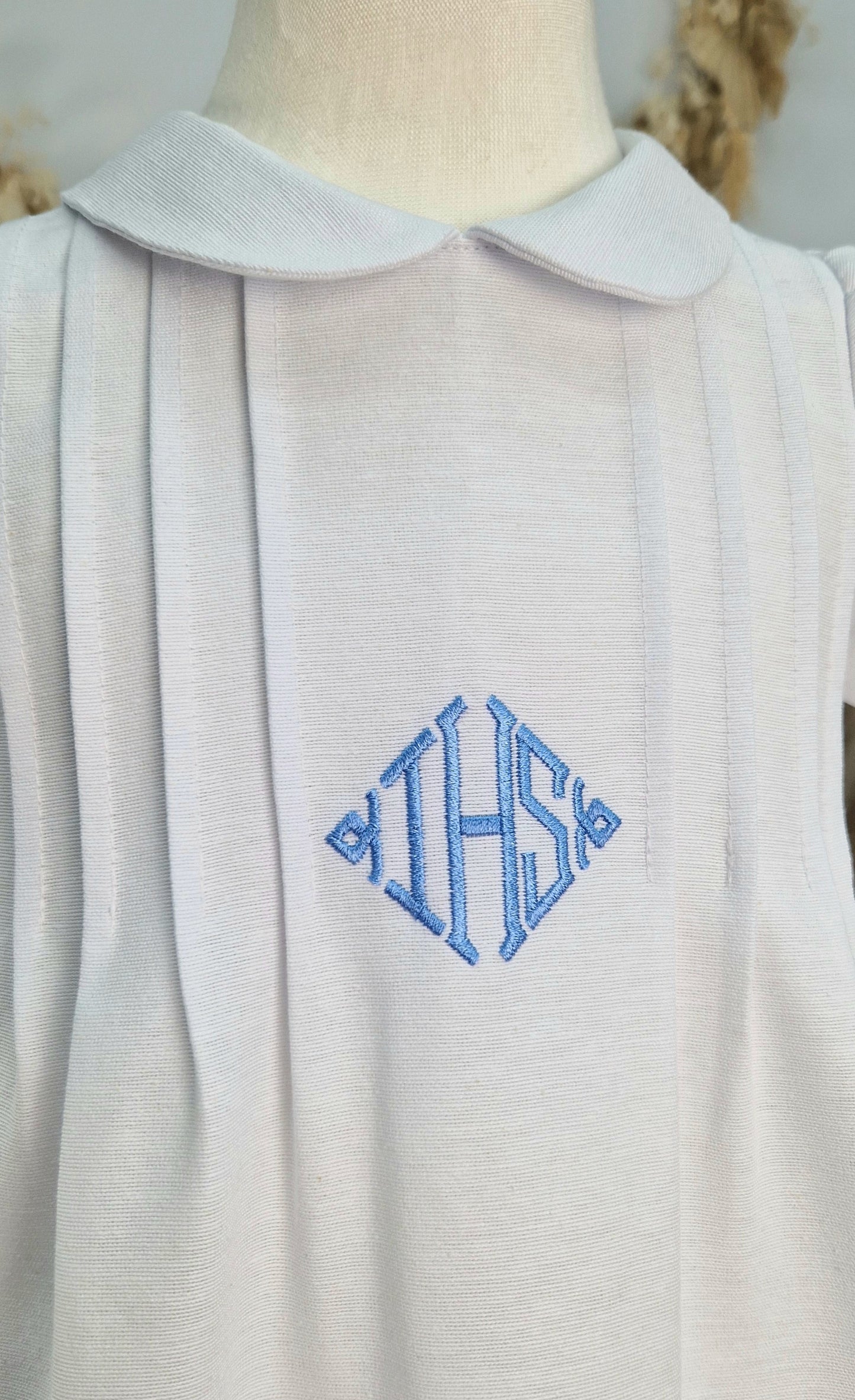 PAÓLO Taufkleid mit Mütze aus Baumwolle für Jungen und Mädchen, mit IHS Schrift