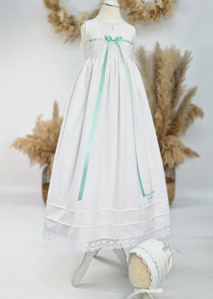 LEONIE Taufkleid im Set mit Mütze und Schuhen für Mädchen und Jungen, Baumwolle