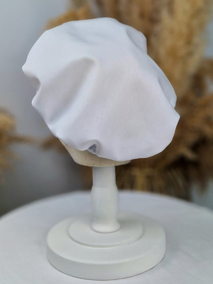 Taufmütze ANTON für Jungen und Mädchen, Baumwolle, Mütze für Taufe weiss, Baskenmütze