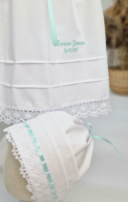 LEONIE Taufkleid im Set mit Mütze und Schuhen für Mädchen und Jungen, Baumwolle