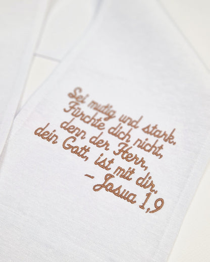 Taufschal EMILIO bestickt mit Kreuz und Taube, personalisiert mit Namen + Datum + Spruch