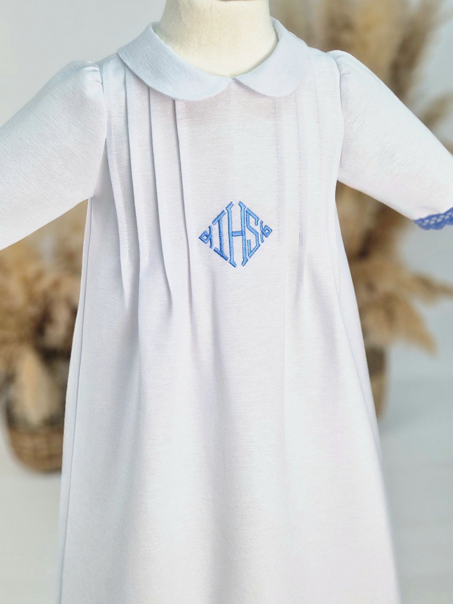 PAÓLO Taufkleid mit Mütze aus Baumwolle für Jungen und Mädchen, mit IHS Schrift